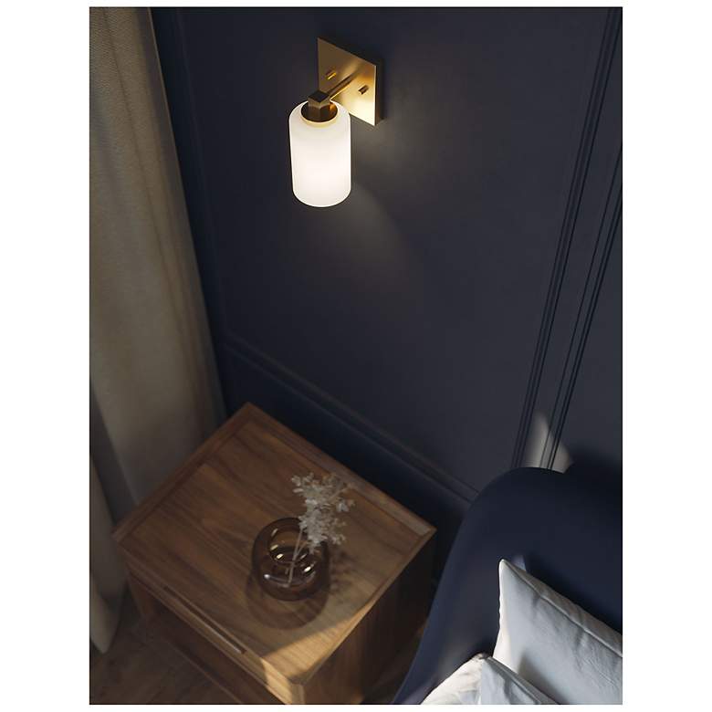 Image 2 Leo 8.63" High Light Antique Brass Wall Sconce With Clear Glass Shade more views