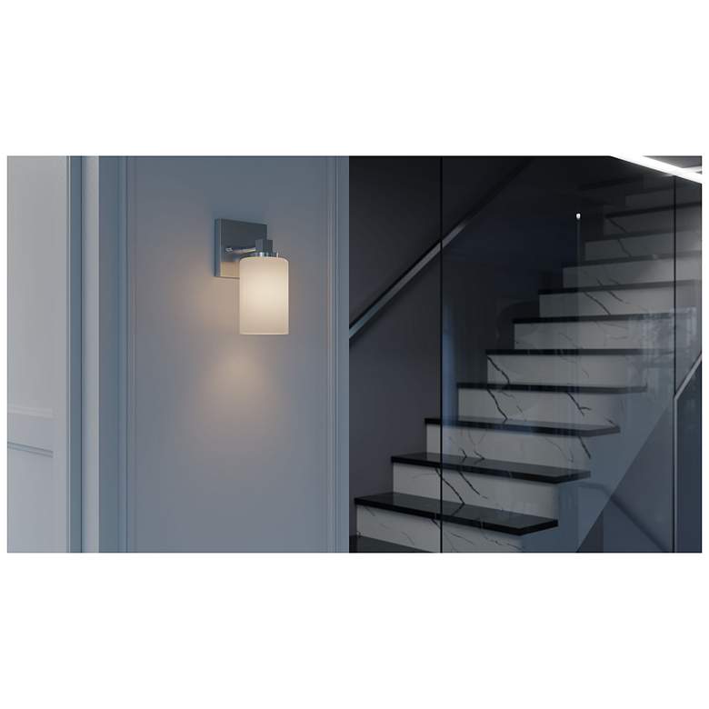 Image 3 Leo 8.63" High Satin Nickel Wall Sconce With Clear Glass Shade more views