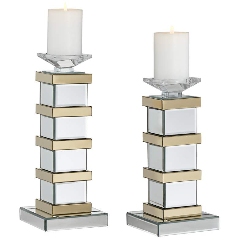 Image 1 Leon Crystal and Gold Candle Holders - Set of 2