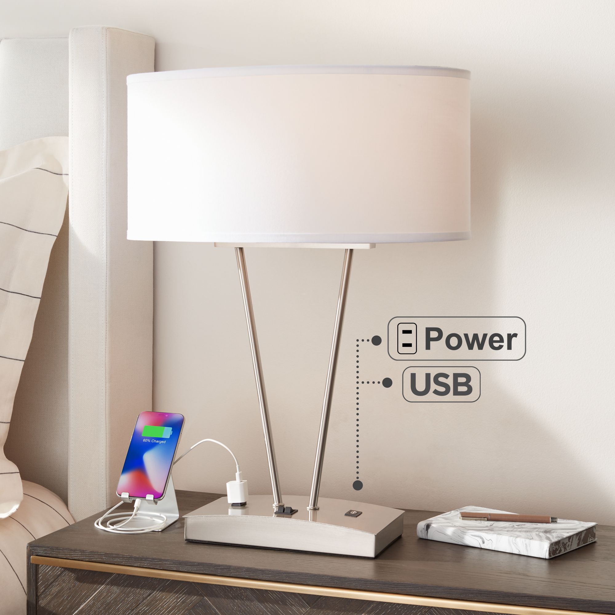 lamp base with usb port