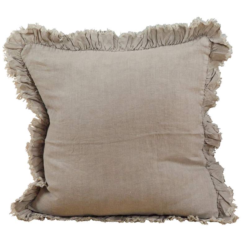 Image 1 Leona Natural Gray 20 inch Square Ruffled Linen Accent Pillow