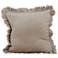 Leona Natural Gray 20" Square Ruffled Linen Accent Pillow
