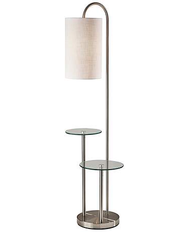 Leonard Brushed Steel Metal 2-Shelf Floor Lamp
