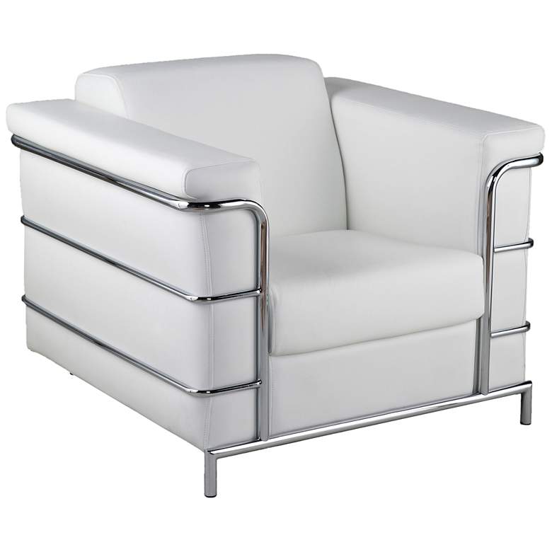 Image 1 Leonardo Chrome and White Leather Arm Chairs