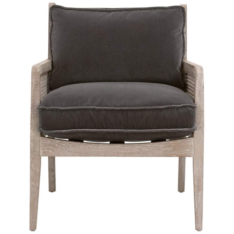 Image 1 Leone Club Chair, Dark Dove Velvet, Natural Gray Oak