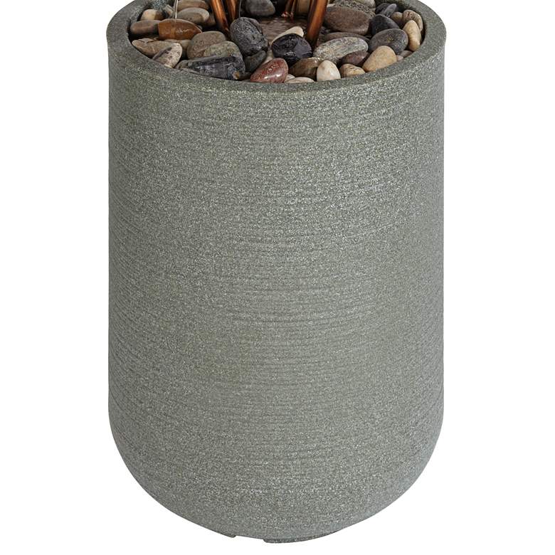 Image 6 Leonisis 38 1/2 inch Gray Stone and Metal Leaf Outdoor Plug-In Fountain more views