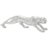 Leopard 22&quot; Wide Textured Silver Electroplated Statue