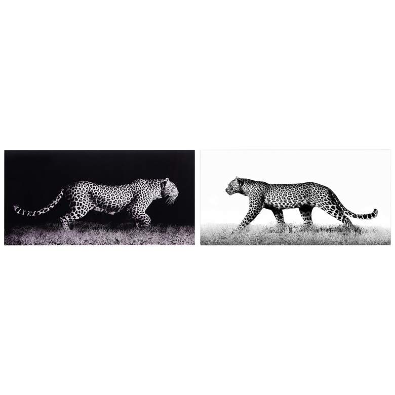 Image 2 Leopard 96" Wide Free Floating 2-Piece Glass Wall Art Set