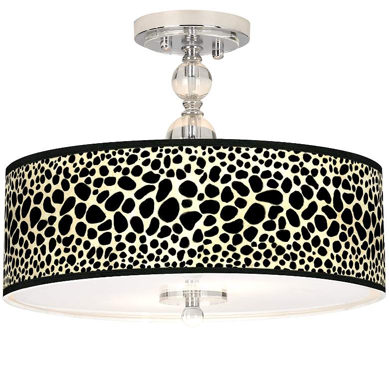 Image 1 Leopard Giclee 16" Wide Semi-Flush Ceiling Light