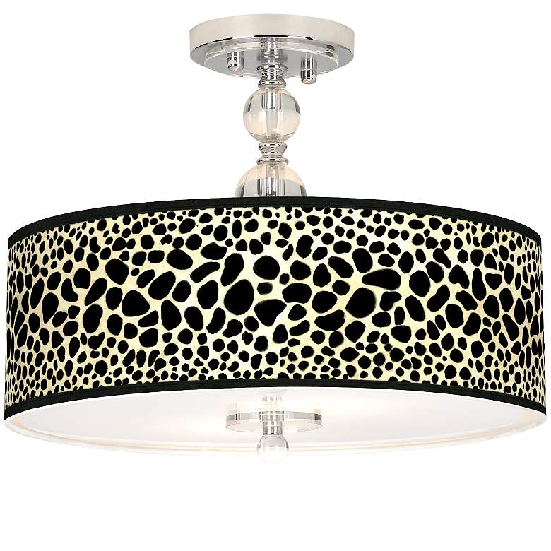 Image 1 Leopard Giclee 16 inch Wide Semi-Flush Ceiling Light