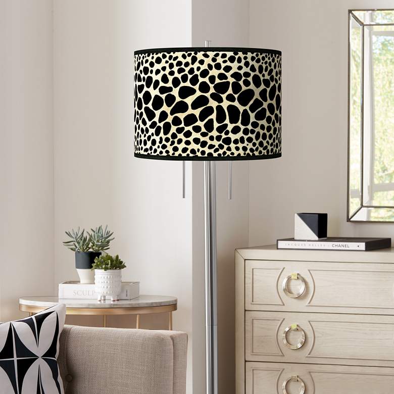 Image 1 Leopard Giclee Brushed Nickel Garth Floor Lamp