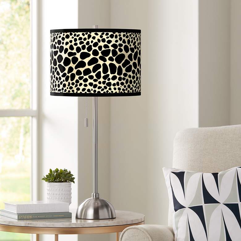 Image 1 Leopard Giclee Brushed Nickel Table Lamp