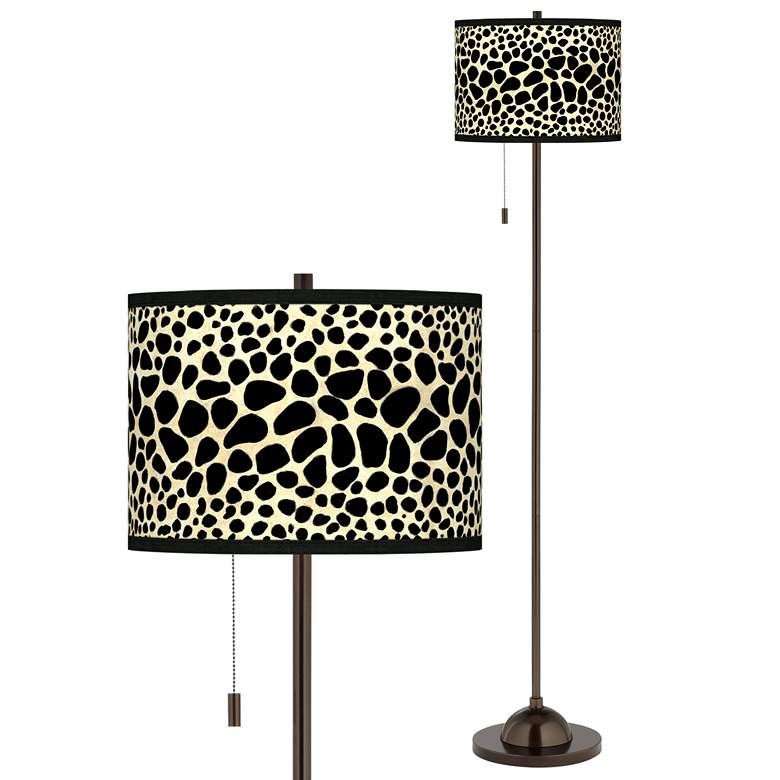 Leopard Giclee Glow Bronze Club Floor Lamp