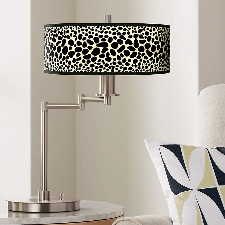 Image 1 Leopard Giclee Shade Pattern LED Swing Arm Desk Lamp