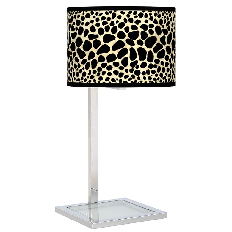 Image 1 Leopard Glass Inset Table Lamp