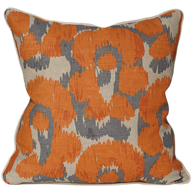 Image 1 Leopard Print Ikat Orange Throw Pillow