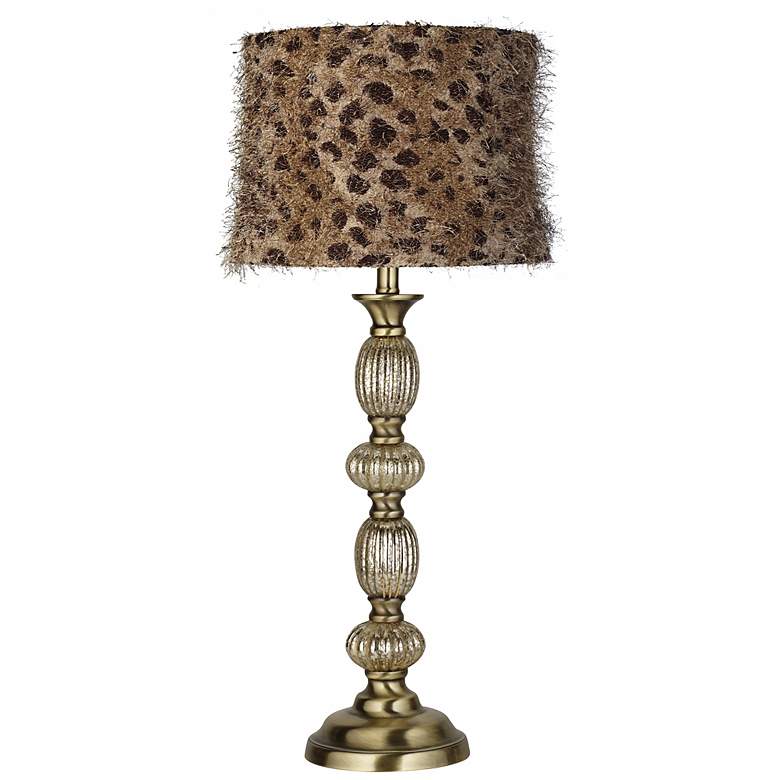 Image 1 Leopard Shag Mercury Glass Table Lamp