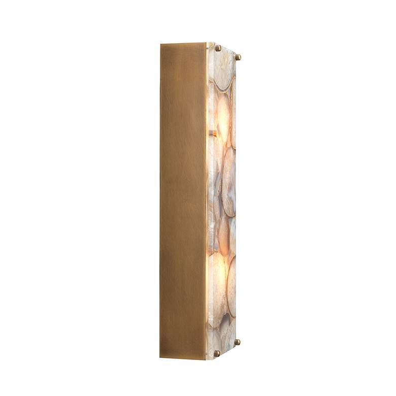 Image 2 Leopold 19 inch High Natural Agate Stone Rectangular Wall Sconce more views