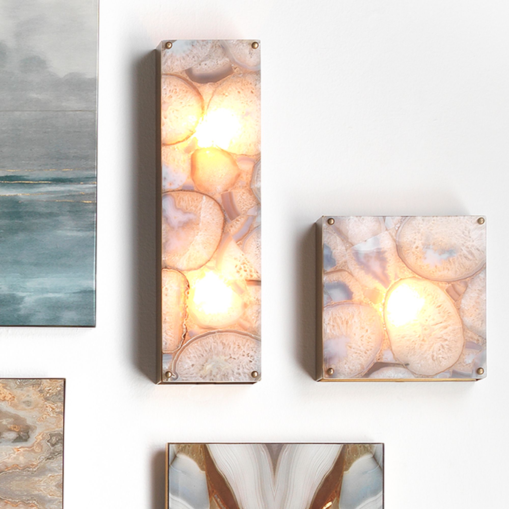 Image 7 Leopold 19" High Natural Agate Stone Rectangular Wall Sconce more views