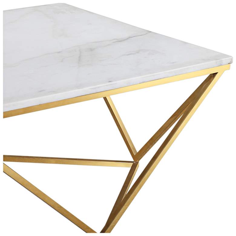 Leopold 30&quot; Wide White and Gold Modern Cocktail Table more views