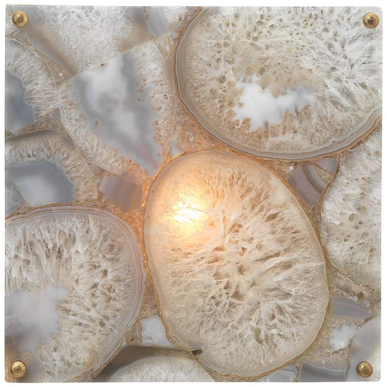 Image 1 Leopold 9 inch High Natural Agate Stone Square Wall Sconce