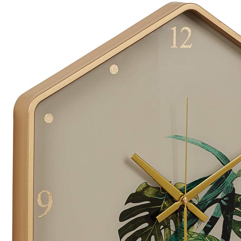 Image 3 Leopold Gold and Fern 17 1/4" Wide Battery Powered Hexagon Wall Clock more views