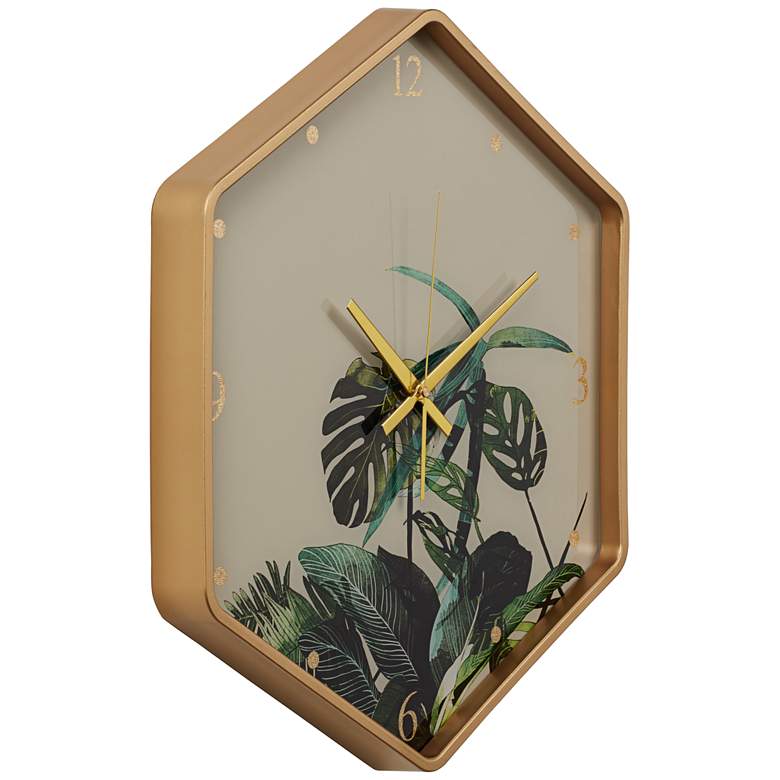 Image 4 Leopold Gold and Fern 17 1/4" Wide Battery Powered Hexagon Wall Clock more views