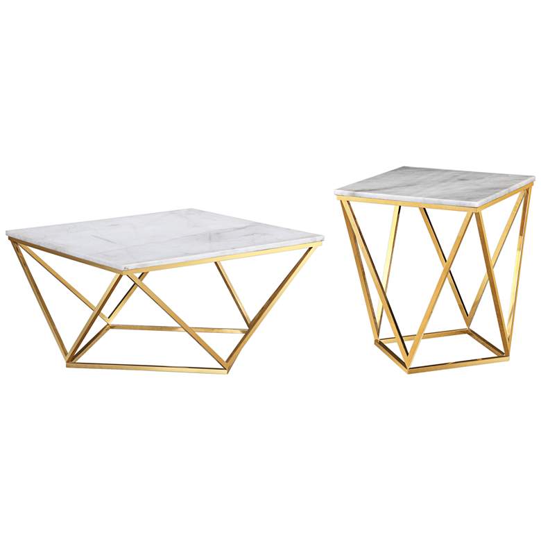 Image 1 Leopold White and Gold 2-Piece Table Set