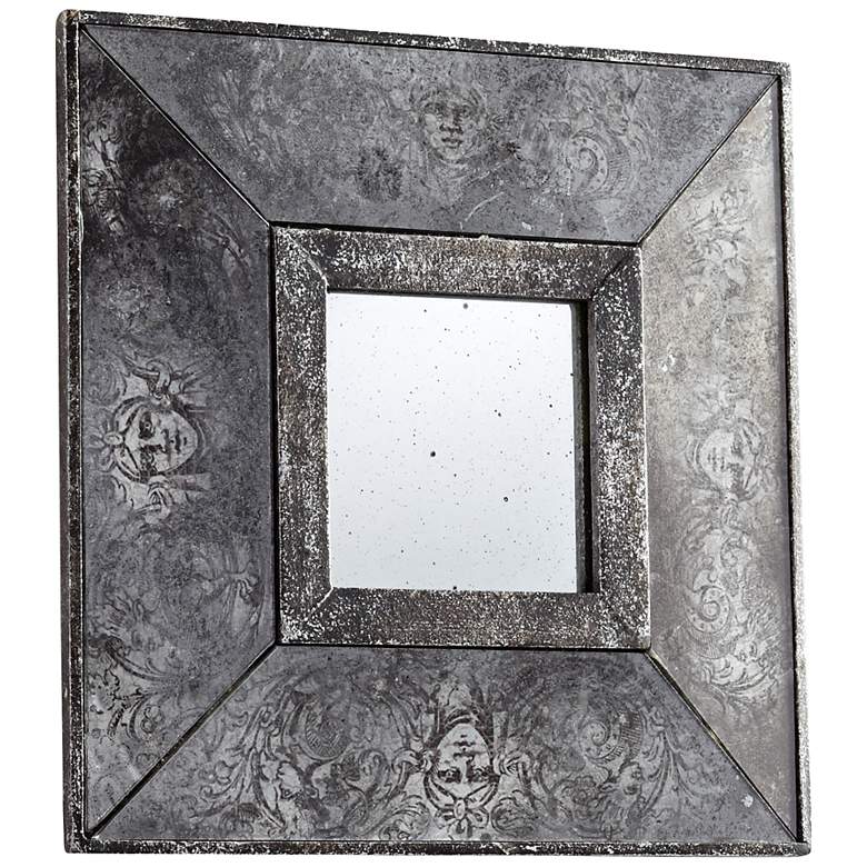 Image 1 Leos 11 inch Square Antique Silver Finish Wall Mirror