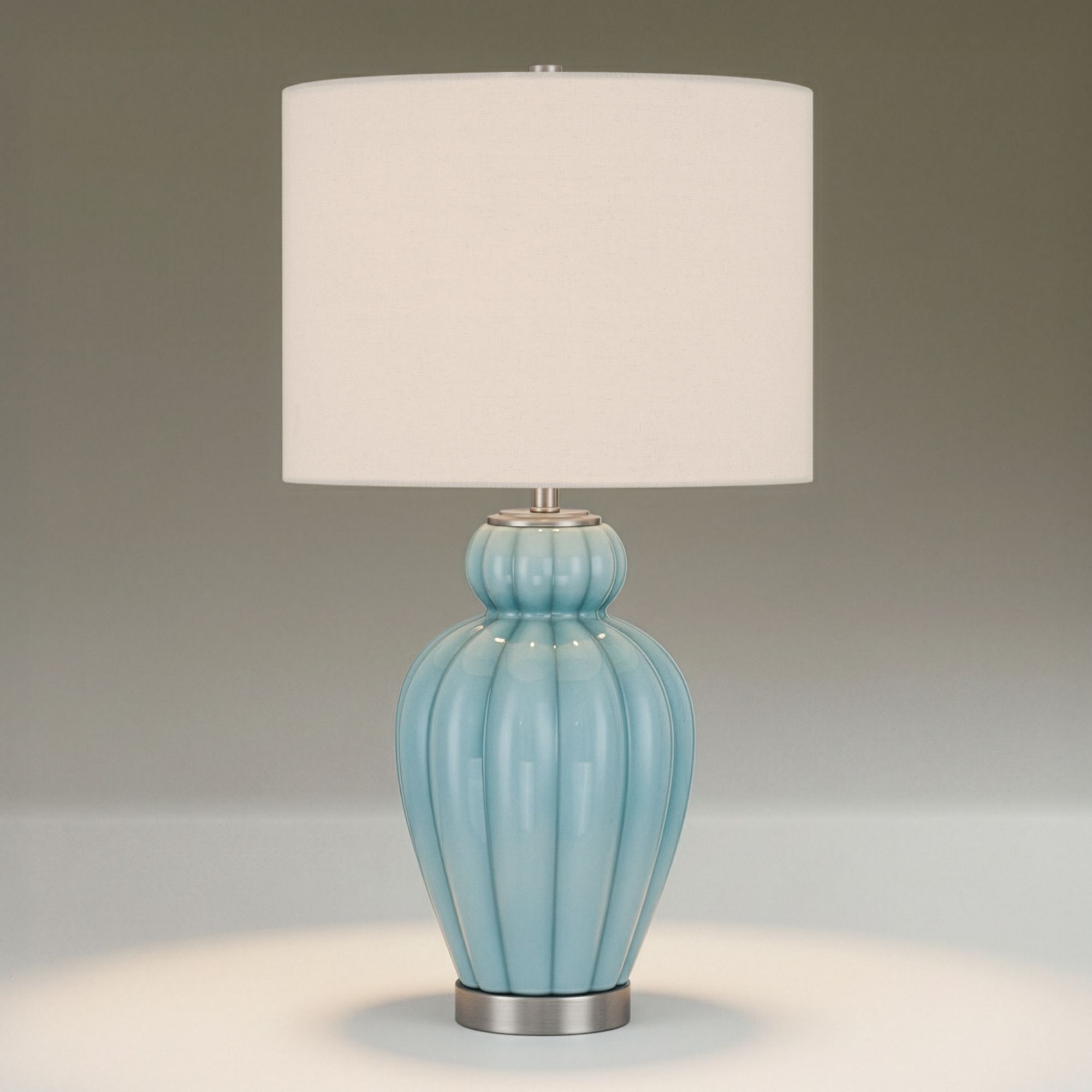 Leros 27 1/2" High Blue Sky Glass Gourd Table Lamp Set of 2 in scene