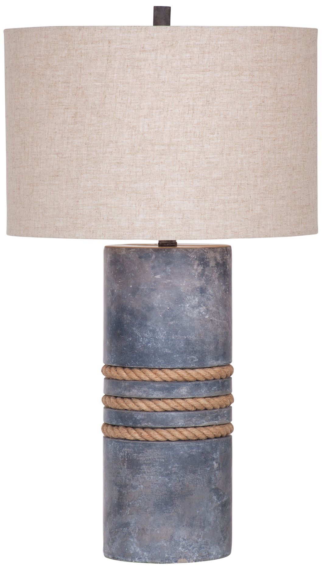 Leroy Gray Cement and Natural Rope Column Table Lamp