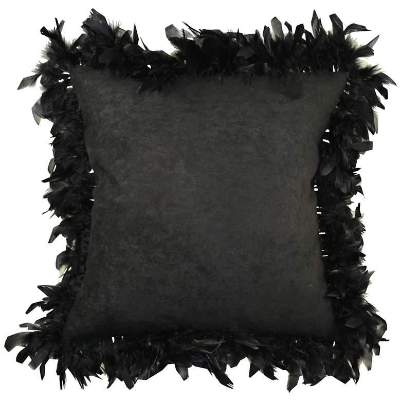 Image 1 Les Plumes Plummy Feather Black 18 inch Square Throw Pillow