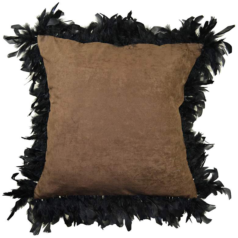 Image 1 Les Plumes Plummy Feather Brown 18 inch Square Throw Pillow