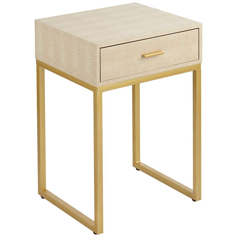 Les Revoires 16&quot; Wide Cream and Gold 1-Drawer Accent Table
