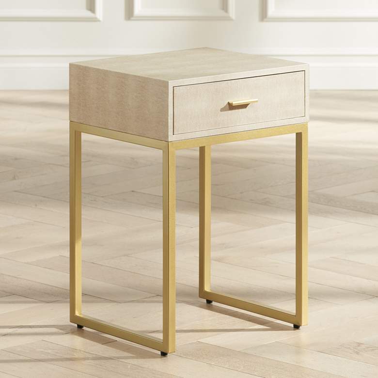 Image 2 Les Revoires 16" Wide Cream and Gold 1-Drawer Accent Table