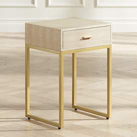 Image2 of Les Revoires 16" Wide Cream and Gold 1-Drawer Accent Table