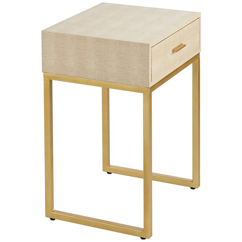 Image 7 Les Revoires 16 inch Wide Cream and Gold 1-Drawer Accent Table more views