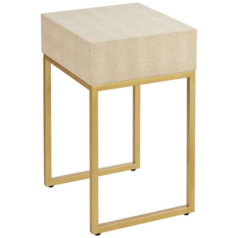 Les Revoires 16&quot; Wide Cream and Gold 1-Drawer Accent Table more views