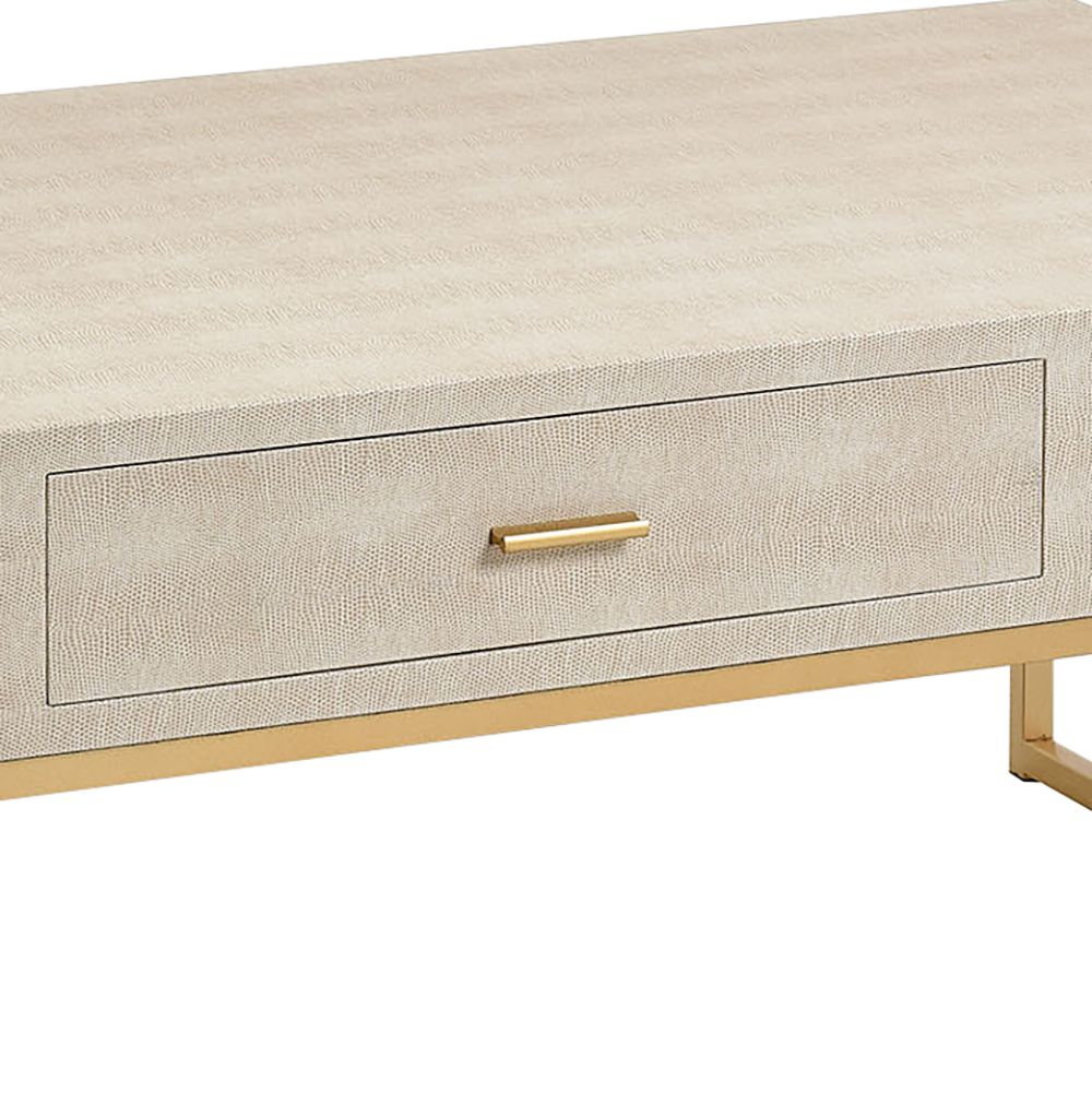 Les Revoires 48 1/8" Wide Modern Cream and Gold Coffee Table 94D88