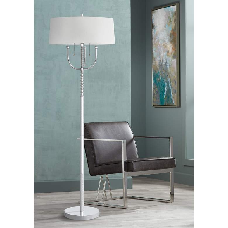 Image 1 Lesina Chrome Metal 2-Light Floor Lamp