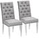 Leslie Silver-Gray Tufted Armless Dining Chairs Set of 2