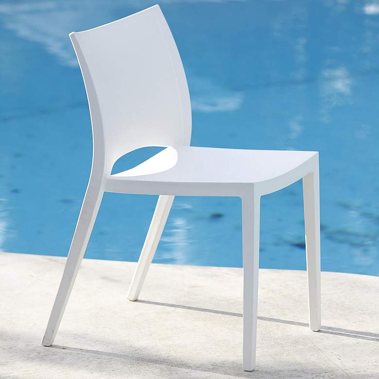 Image 1 Leslie White Outdoor Stackable Side Chair