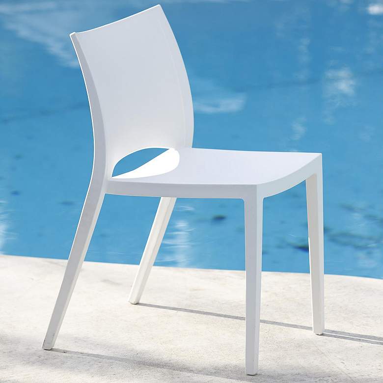 Image 2 Leslie White Outdoor Stackable Side Chair