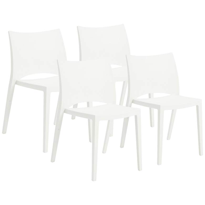 Image 1 Leslie White Polypropylene Stacking Side Chair Set of 4
