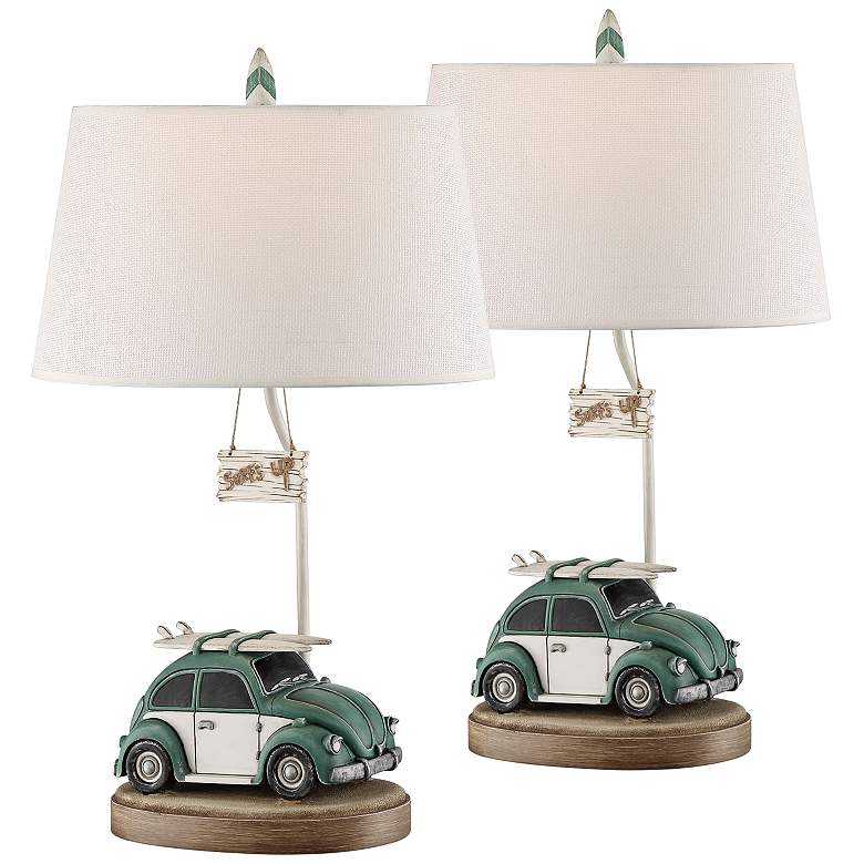 Image 1 Let&#39;s Go Surfing Beach Buggie Surf Board Table Lamp Set of 2