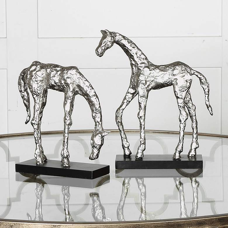 Image 1 Let's Graze Horse Pony Statues - Set of 2 by Uttermost