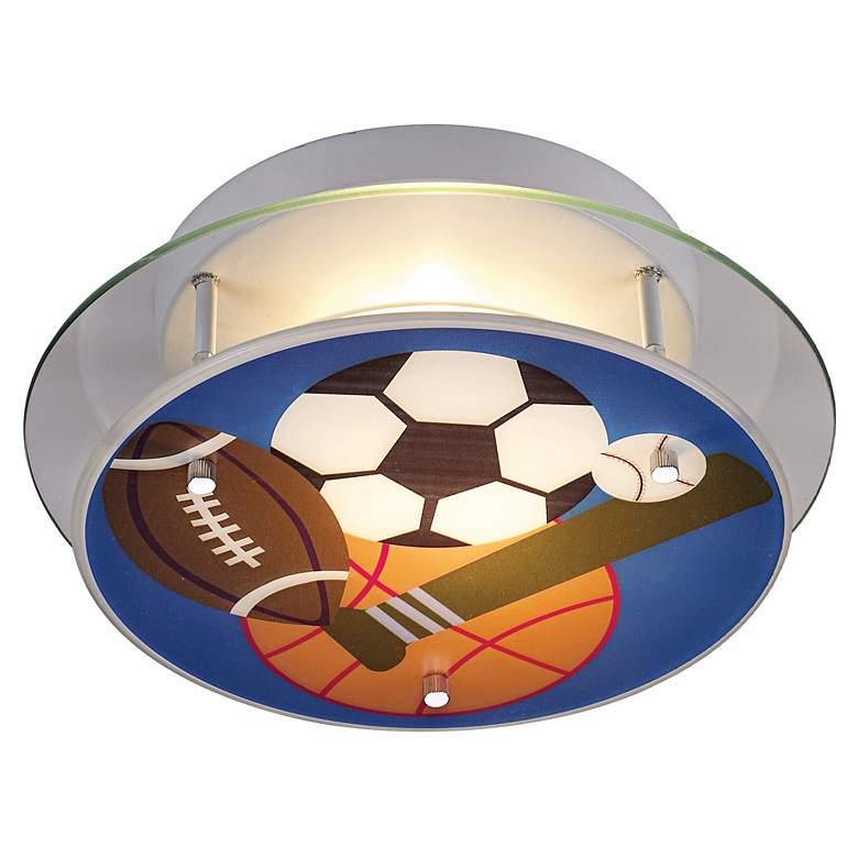Image 1 Let&#39;s Play Sports 13 inch Wide Children&#39;s Semiflush Ceiling Light