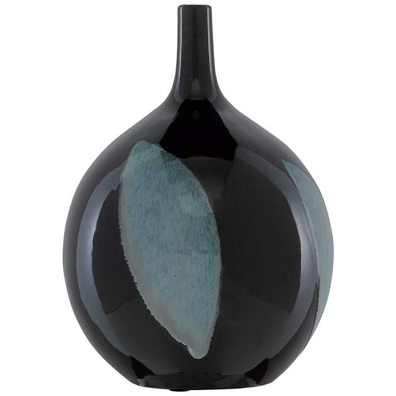 Image 1 Let Us Twist 11 3/4" High Black and Steel Ceramic Round Vase