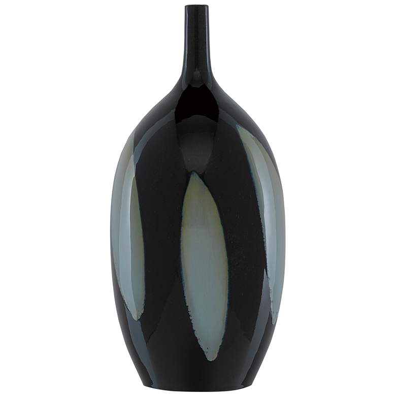 Image 1 Let Us Twist 17 3/4" High Black and Steel Ceramic Tall Vase