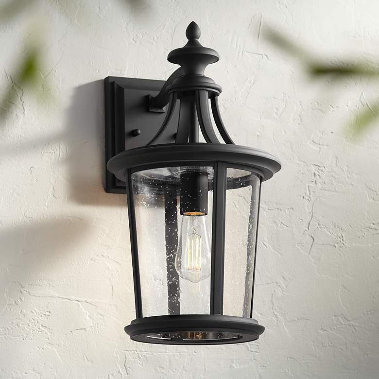 Image 1 Leto 18 1/2" High Black Outdoor Wall Light